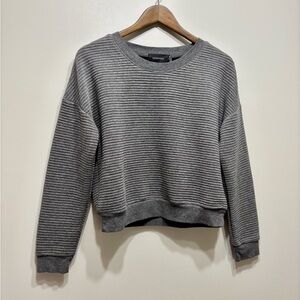 MINKPINK Comfy Thick Ribbed Crew Neck Cropped Crop Sweater Shirt Top Grey